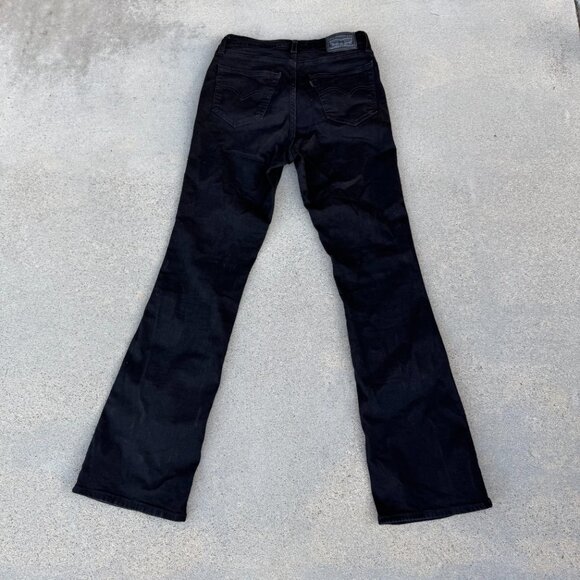 Levis 725 High Rise Bootcut Jeans Women 28 Black Stretch Denim Flare L32 - Picture 2 of 11